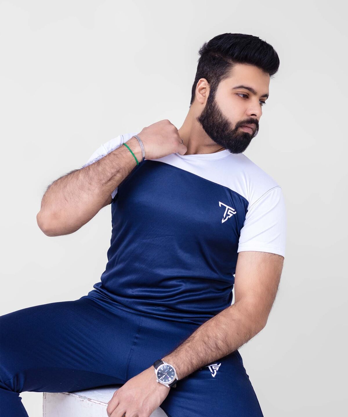 Navy Blue & White Men's Tracksuit - Image 2