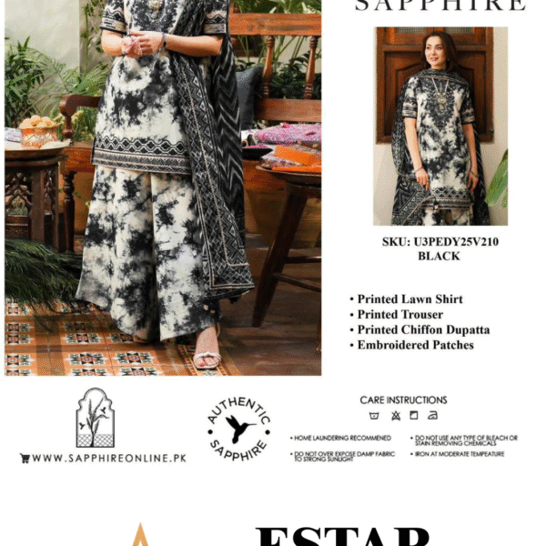 Sapphire Lawn & Chiffon Suit - 3 piece