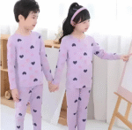 Printed Cotton Kids Outfit – Purple Heart - Image 2